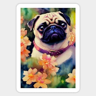 Watercolor pug puppy Sticker